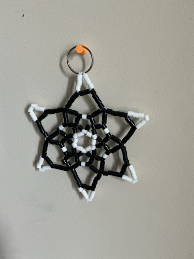 Black dream catcher with white center and points